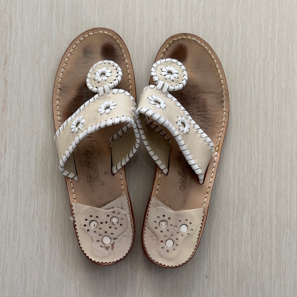 Jack Rogers Women's White and Tan Sandals 7.5